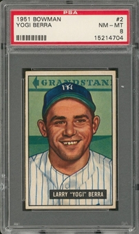 1951 Bowman #2 Yogi Berra – PSA NM-MT 8